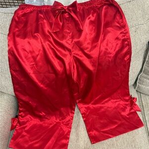 Cato Red Satin Pajama Pants with Bow Accents
